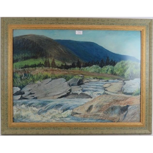 574 - Patricia Martin (Contemporary) - 'Glen Esk', oil and pastel, signed, label verso for Forecourt Art G... 