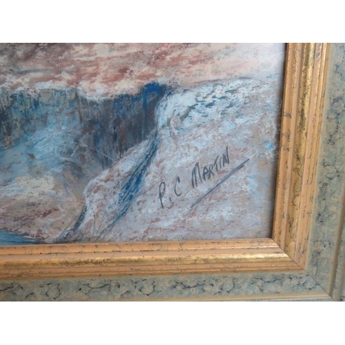 574 - Patricia Martin (Contemporary) - 'Glen Esk', oil and pastel, signed, label verso for Forecourt Art G... 