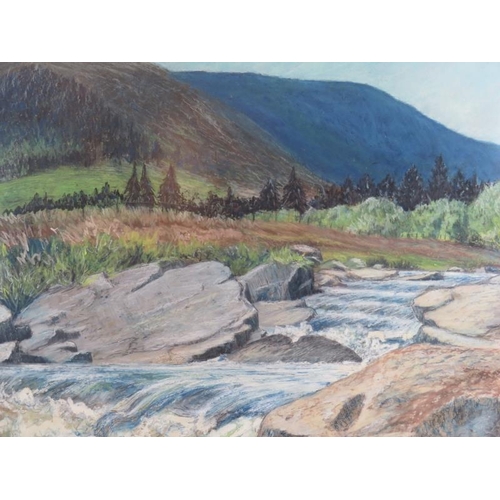 574 - Patricia Martin (Contemporary) - 'Glen Esk', oil and pastel, signed, label verso for Forecourt Art G... 