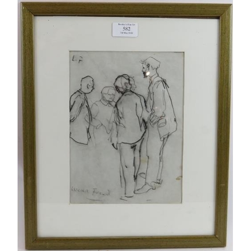 582 - Circle of Lucian Freud (1922-2011) - 'Four Figures', pencil study on paper, bears a name and initial... 