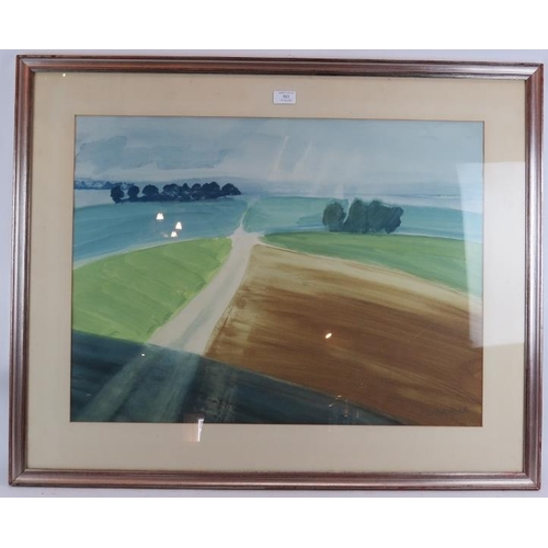 583 - Peter Hick-Beach (1952-1990) - 'Landscape', watercolour, signed, label verso for 'The Coln Gallery',... 