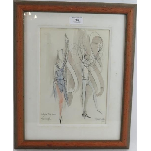 584 - John Skelton, MBE FRBS (British, 1923-1999) - 'Belgian Flag Dance', watercolour and pencil, signed a... 