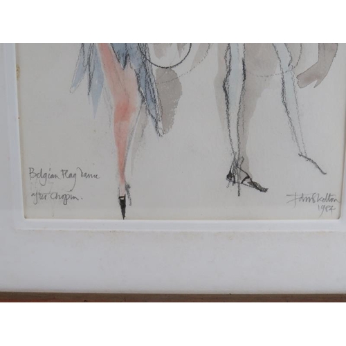 584 - John Skelton, MBE FRBS (British, 1923-1999) - 'Belgian Flag Dance', watercolour and pencil, signed a... 