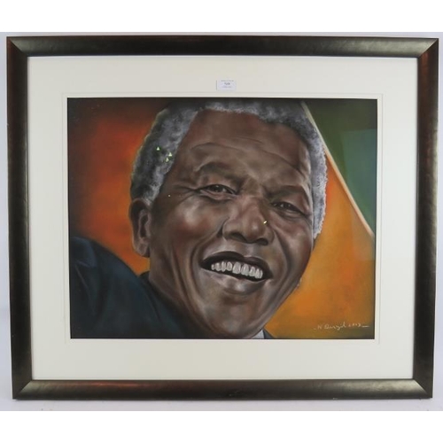 589 - Noreen Denzil (contemporary) - 'Nelson Mandela', pastel, signed and dated 2013, 50cm x 65cm, nicely ... 