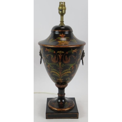 221 - A contemporary Regency Toleware style lamp base with hand decorated foliate design. Height 48cm.
Con... 