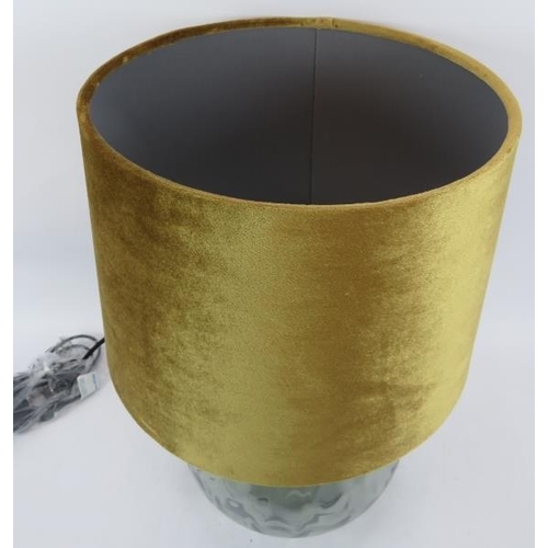 223 - A brand new John Lewis Vivienne lamp with smoked glass base and gold velvet shade. Overall height 49... 