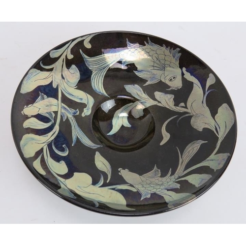 244 - A Lustre Ware Koi decorated bowl by Jonathan Chiswell Jones (JCJ Pottery) and gilt edged bowl by Ton... 