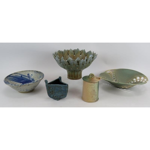 245 - Five pieces of contemporary studio pottery by various makers including Kenneth Breeze, Lady Bay pott... 