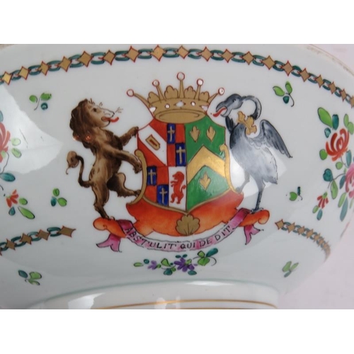 3 - An antique Chinese porcelain Armorial bowl finely decorated with arms and floral posies.  Diameter: ... 