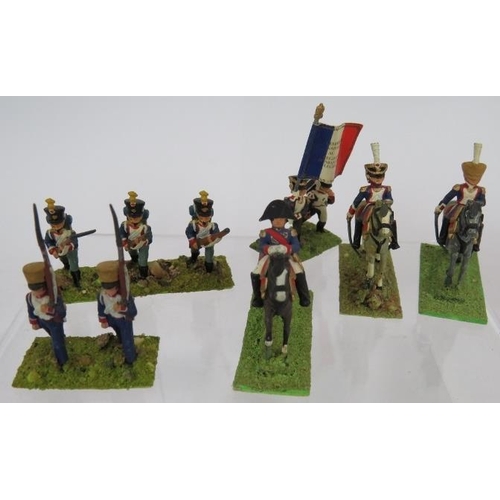 42 - A large collection of hand painted Napoleonic model soldiers including infantry and cavalry. Average... 