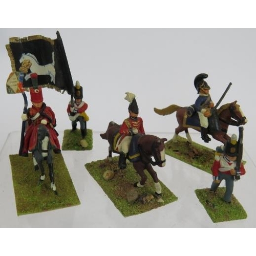 42 - A large collection of hand painted Napoleonic model soldiers including infantry and cavalry. Average... 