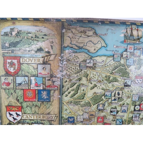 46 - A 1950s Whitbread Inn Signs of East Kent tin plate wall map plus a collection of tin and paper colle... 