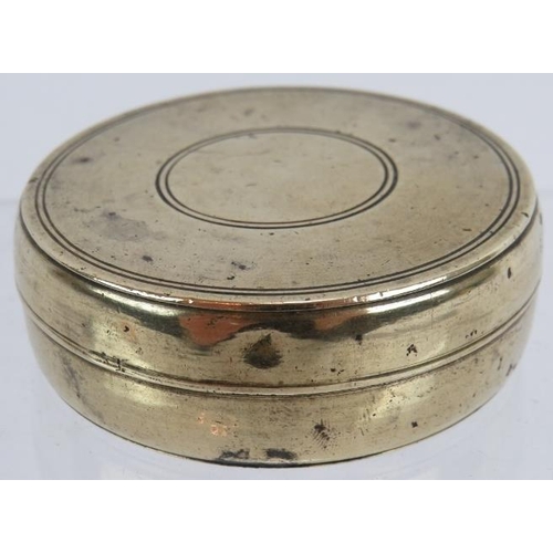 50 - An early 19th century brass pocket folding sundial and compass in screw topped brass case. No maker'... 