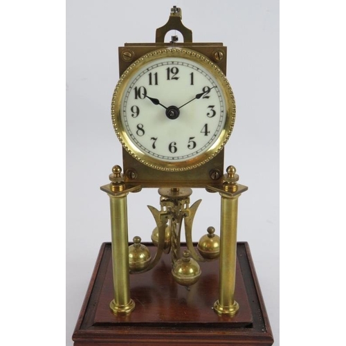 56 - An antique 400 day mantel clock under a bespoke brass glazed case. Movement No 57174. Key and pendul... 