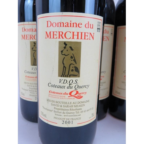 6 - Six bottles of Domaine Du Merchien Coteaux du Quercy 2001 red wine 75cl 13% vol. (6).
Condition repo... 