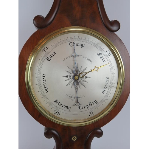 66 - A William IV wheel barometer by Cicerimantica & Torre, Edinburgh. Walnut case and silvered dial. Hei... 