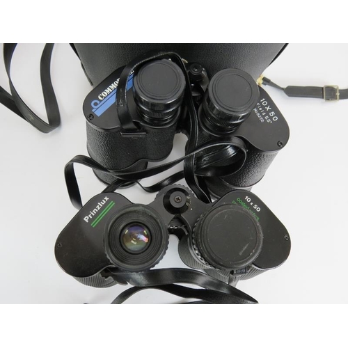 92 - Two pairs of Carl Zeiss Jena 8 x 30 binoculars with leather cases, a pair of Commodore 10 x 50 binoc... 