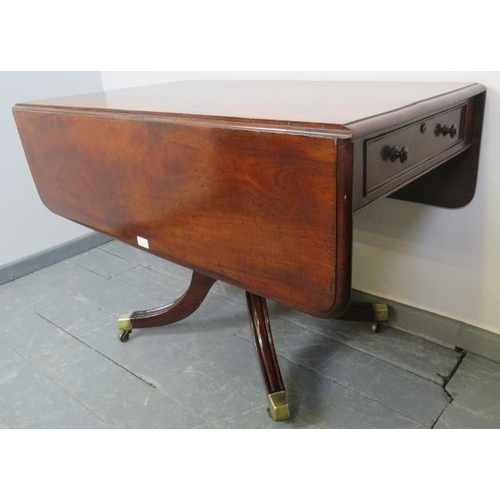 745 - A 19th century walnut Pembroke table with single drawer to one side and dummy drawer to the other, o... 