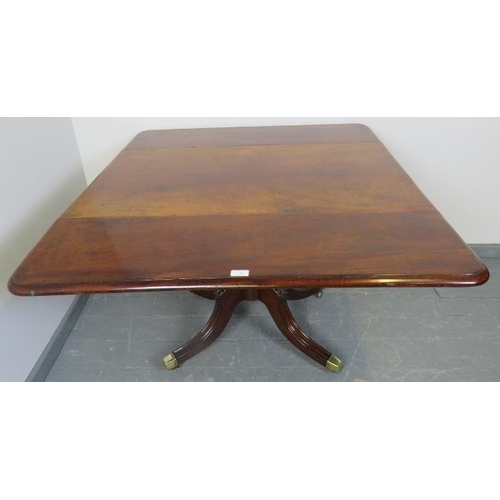 745 - A 19th century walnut Pembroke table with single drawer to one side and dummy drawer to the other, o... 