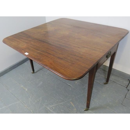 756 - A Georgian mahogany Pembroke table with single drawer to one side and dummy drawer to the other, bot... 