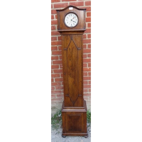 819 - A 1930s oak cased ‘grandmother’ clock with synchronous electric movement by Hamilton Sangamo, the ca... 