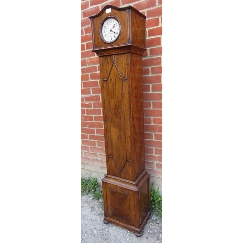 819 - A 1930s oak cased ‘grandmother’ clock with synchronous electric movement by Hamilton Sangamo, the ca... 