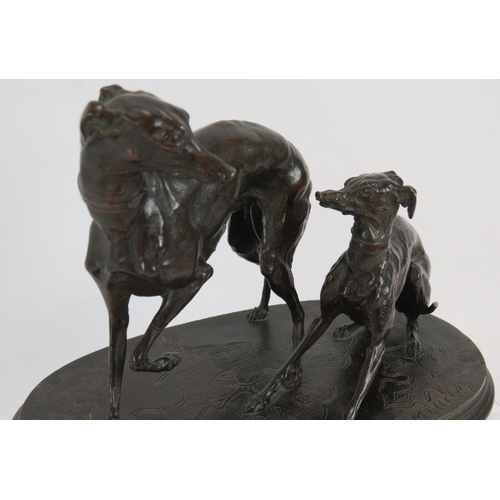 1 - 19th Century bronze Animalier sculpture 'Whippets at play' Gigi & Giselle by Pierre-Jules Mene (Fren... 