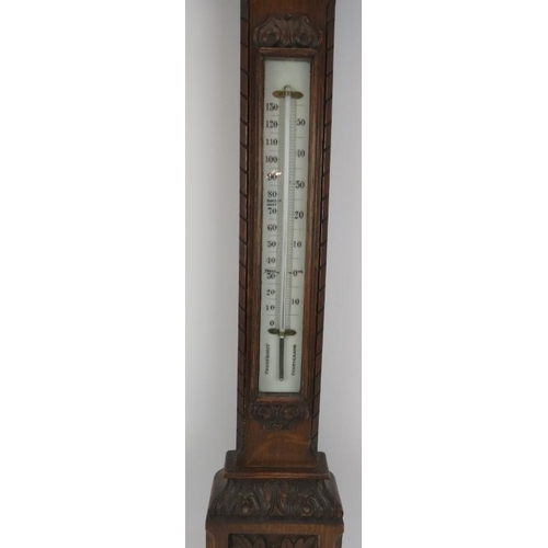 11 - An antique Negretti & Zambra Fitzroy barometer in ornate oak case. Height 108cm.
Condition report: C... 