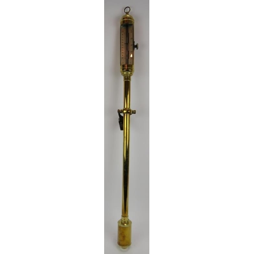 12 - A brass gimbal mounted stick barometer with silvered gauge. No maker's marks. Height 98cm.
Condition... 