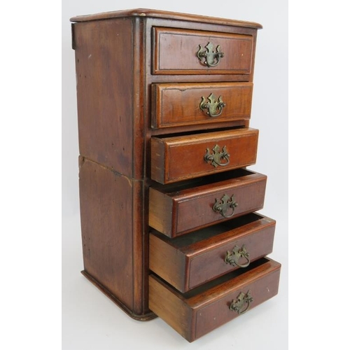 167 - A set of six antique mahogany collectors drawers with brass drop handles, height 50cm, and a contemp... 