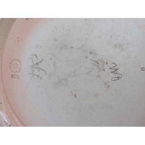 17 - An 1878 aesthetic movement Doulton Lambeth stone ware bowl signed by Frank A. Butler and with silver... 