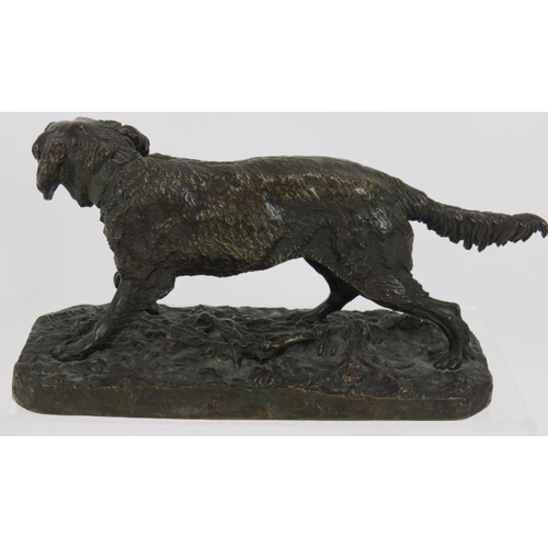 2 - 19th Century bronze Animalier sculpture of a Setter dog by Pierre-Jules Meme (French 1810-1879). Sig... 