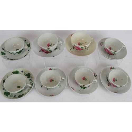 39 - A set of 6 late 18th/early 19th century continental porcelain cups and saucers with floral decoratio... 