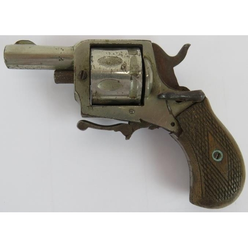 4 - An antique 8 shot starting pistol with folding trigger and walnut grips. Probably Belgian. Length: 1... 