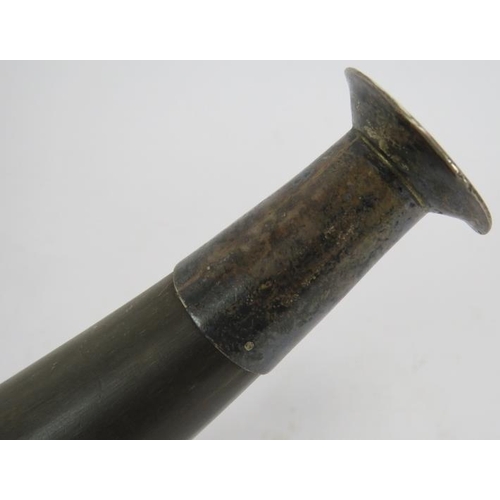 44 - A late 18th/early 19th Scrimshaw hunting horn with some later engraving and later silver mounts hall... 