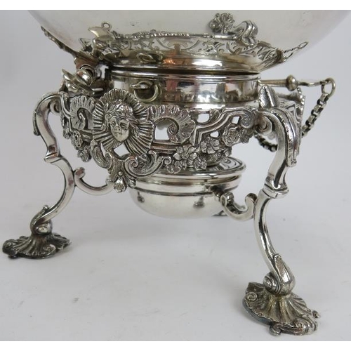 54 - A late Victorian silver plated spirit kettle by Martin Hall & Co and a six piece silver plated egg s... 