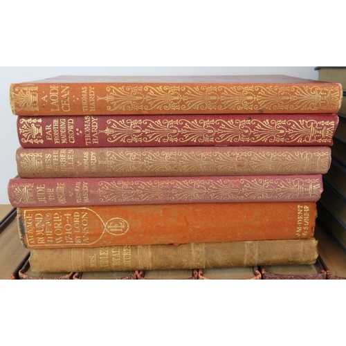 56 - A set of cloth bound Charles Dickens novels, eleven volumes of Rudyard Kipling novels c1930's and fo... 