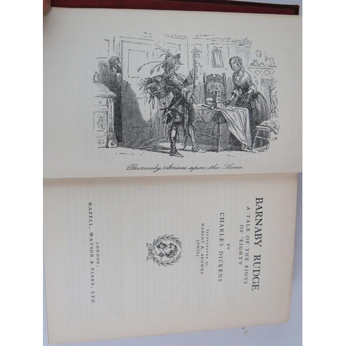 56 - A set of cloth bound Charles Dickens novels, eleven volumes of Rudyard Kipling novels c1930's and fo... 