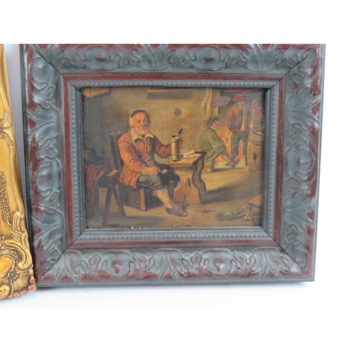 572 - Continental School (19th century) - 'Tavern Scene', oil on metal panel, 15cm x 19cm, framed.
Conditi... 