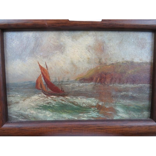 573 - West Country School (late 19th/early 20th century) - 'Moors and Seascapes', five small oils on panel... 