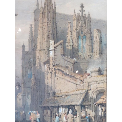 576 - Samuel Prout, OWS (British 1783-1852) - 'Rouen' (France), 
watercolour, signed, plaque applied to fr... 