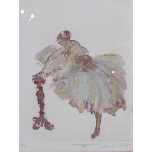 580 - 20th Century School - 'Ballerina', pencil signed limited edition colour print, number 110/150, label... 