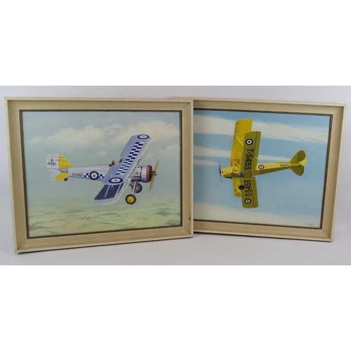 582 - A.H. Alderson (1991) - 'Biplane's', a pair, oils on board, both signed and dated, artists labels ver... 