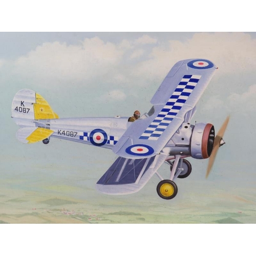 582 - A.H. Alderson (1991) - 'Biplane's', a pair, oils on board, both signed and dated, artists labels ver... 