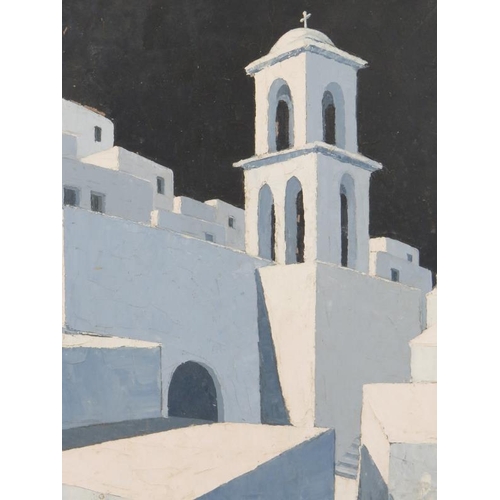 583 - Plant (20th century) - 'Spanish Church', oil on panel, 45cm x 35cm, framed.
Condition report: Surfac... 