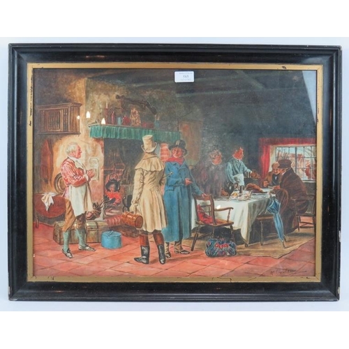 585 - A.S. Bienvenu (19th Century) - 'Tavern Interior Scene', watercolour, signed, 42cm x 57cm, framed.
Co... 