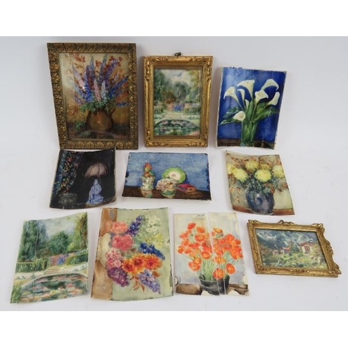 586 - Elizabeth Thorburn (Early/Mid 20th Century) - Ten miniatures, watercolours on card, depicting landsc... 