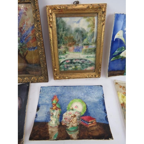 586 - Elizabeth Thorburn (Early/Mid 20th Century) - Ten miniatures, watercolours on card, depicting landsc... 