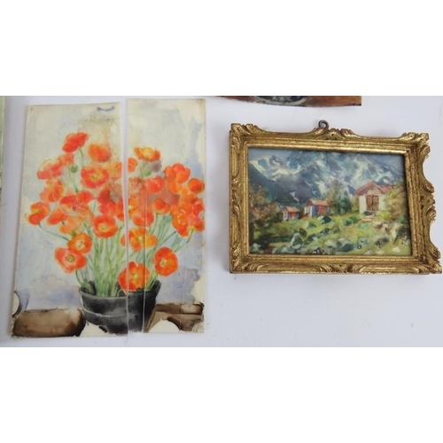 586 - Elizabeth Thorburn (Early/Mid 20th Century) - Ten miniatures, watercolours on card, depicting landsc... 