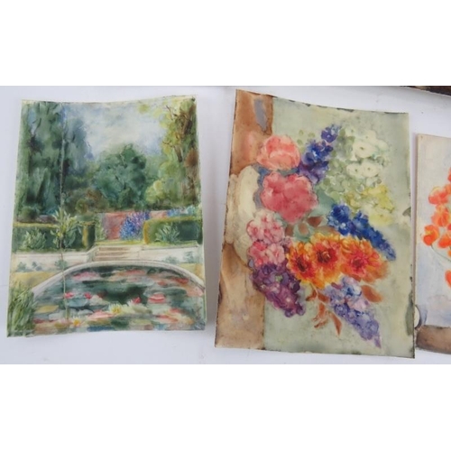 586 - Elizabeth Thorburn (Early/Mid 20th Century) - Ten miniatures, watercolours on card, depicting landsc... 